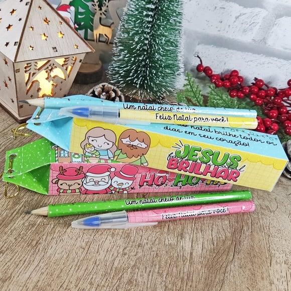Caixinha com Lápis e Caneta- Mimo de Natal