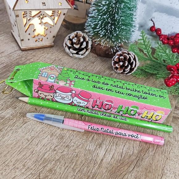 Caixinha com Lápis e Caneta- Mimo de Natal
