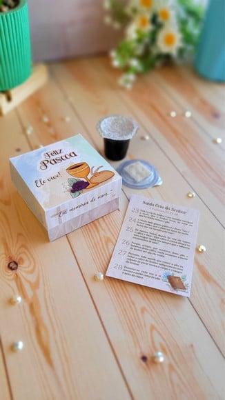 Caixinha com Pão e Vinho (suco de Uva) Santa Ceia- Páscoa