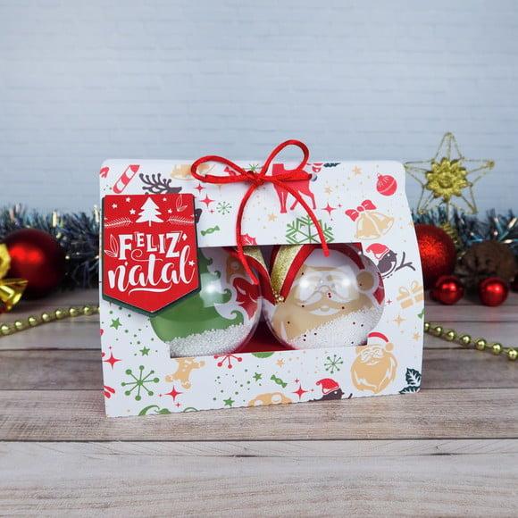 Caixinha de Natal com 2 Bolinhas Acrílicas com Foto- Natal