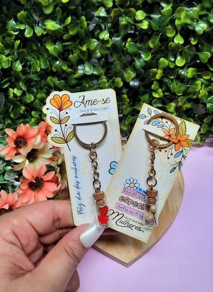 Card + Chaveirinho com Florzinha - Dia da Mulher