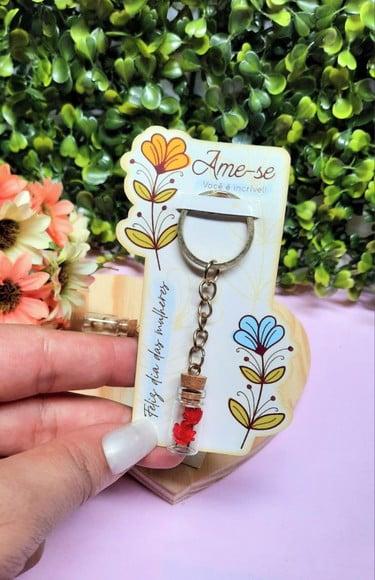 Card + Chaveirinho com Florzinha - Dia da Mulher