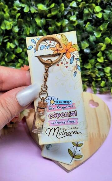 Card + Chaveirinho com Florzinha - Dia da Mulher