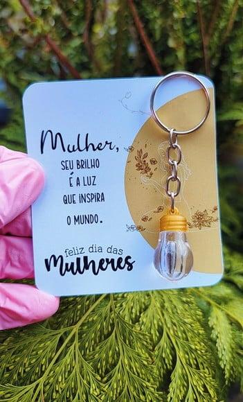 Card + Chaveirinho Luz com Semente de Girassol-dia da Mulher