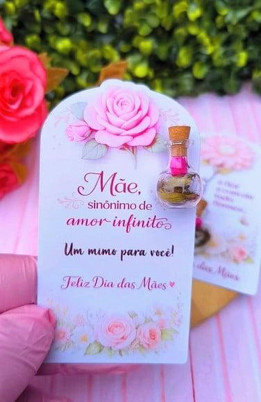 Card + Vidrinho com Florzinha Sempre Viva- Dia das Mães