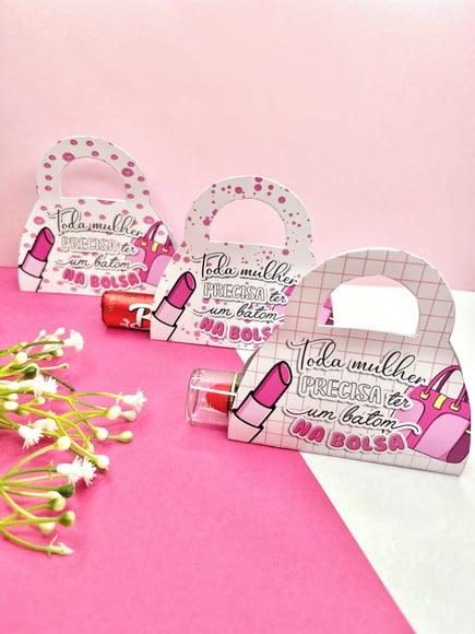 Card Bolsinha com Chocolate Baton- Dia da Mulher