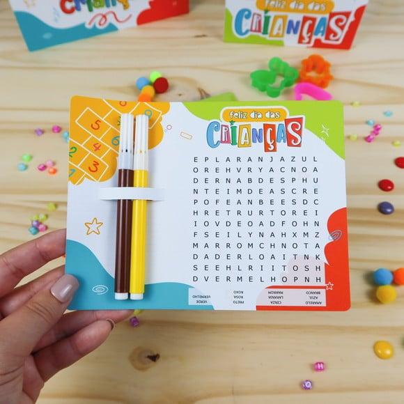 Card Caça Palavras com Canetinhas- Dia das Criaças