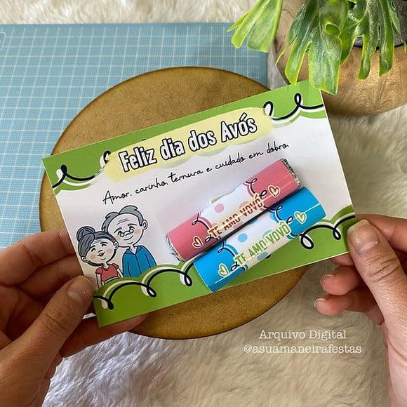 Card com 2 Chocolates Baton- Dia dos Avós