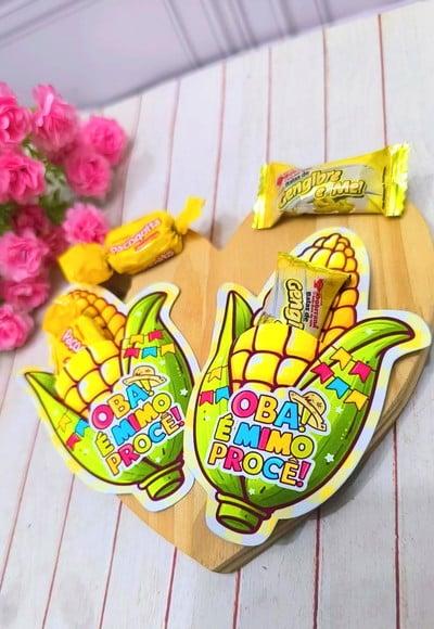 Card com Balinha de Paçoca ou Gengibre- Festa Junina