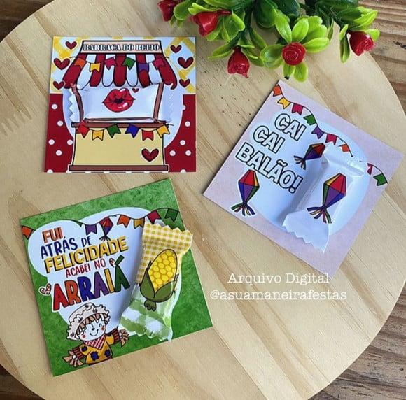 Card com Balinha de Paçoca- Festa Junina