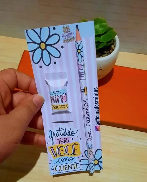 Card com Balinha e Lápis- Mimo Cliente
