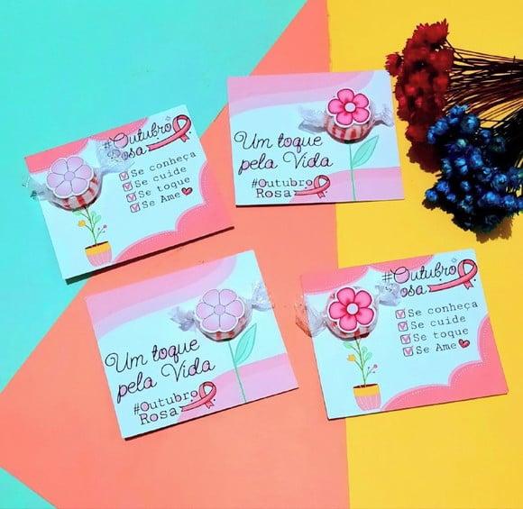 Card com Balinha- Outubro Rosa
