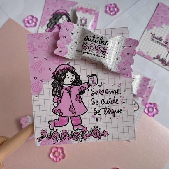 Card Com Balinha- Outubro Rosa