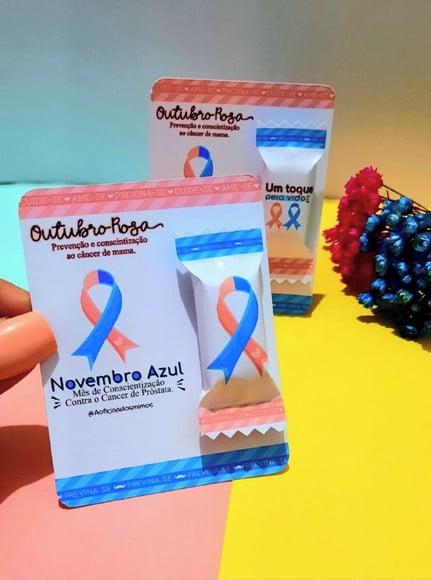 Card com Balinha- Outubro Rosa e Novembro Azul