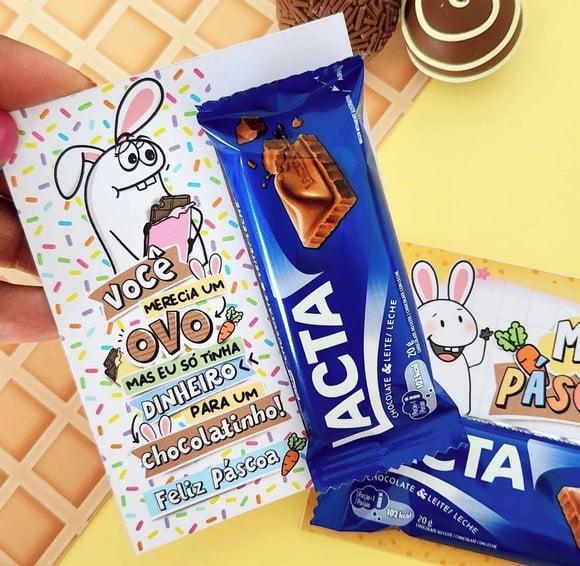 Card com Barrinha de Chocolate 20 Gr - Páscoa