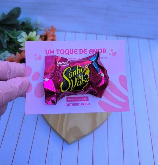 Card com Bombom- Outubro Rosa