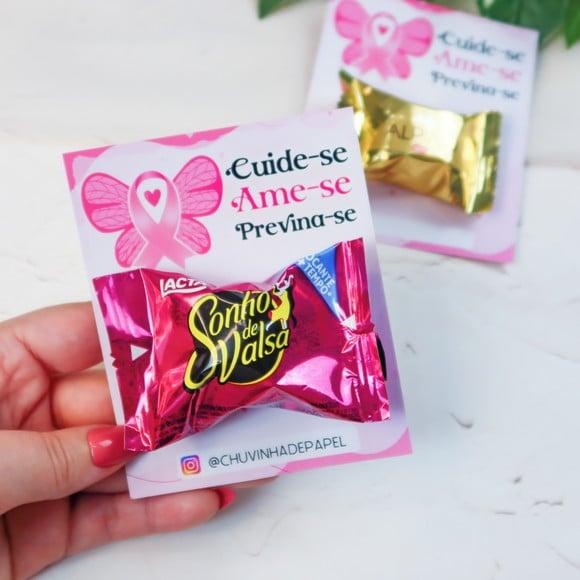Card com Bombom- Outubro Rosa