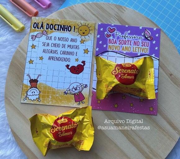 Card com Bombom- Volta as Aulas