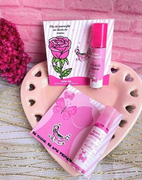 Card com Brilho Labial- Outubro Rosa