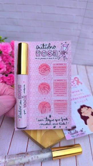 Card com Brilho Labial- Outubro Rosa