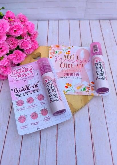 Card com Brilho Labial- Outubro Rosa