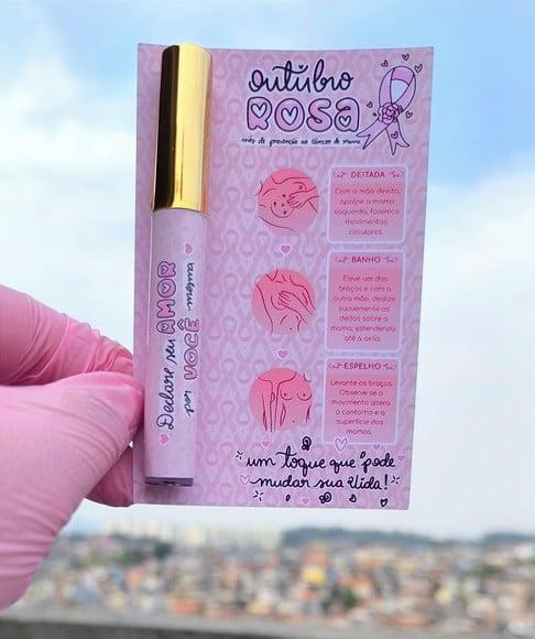 Card com Brilho Labial- Outubro Rosa
