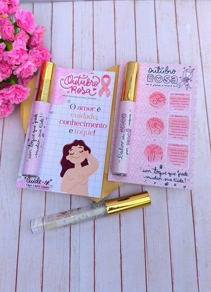 Card com Brilho Labial- Outubro Rosa