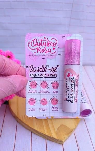 Card com Brilho Labial- Outubro Rosa