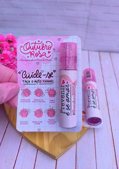 Card com Brilho Labial- Outubro Rosa