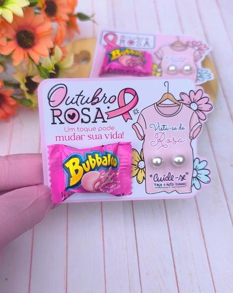 Card com Bubbaloo e Brinco- Outubro Rosa