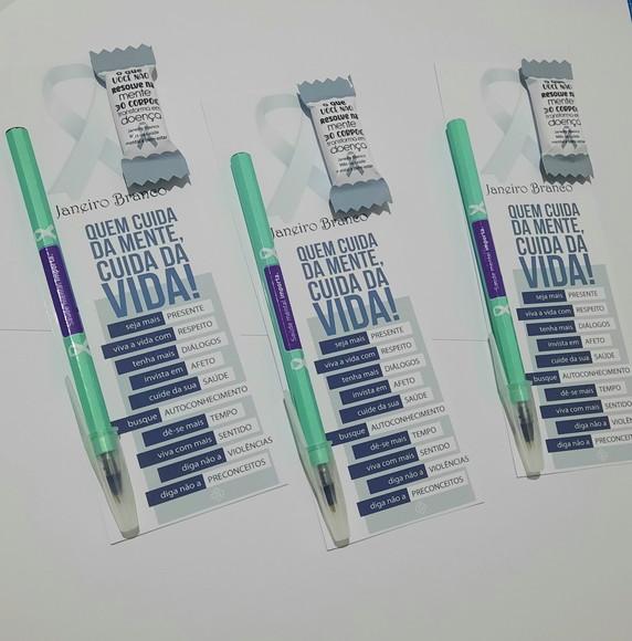 Card com Caneta e Balinha- Janeiro Branco