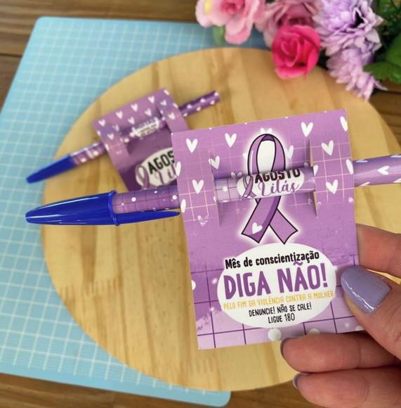 Card com Caneta- Agosto Lilás