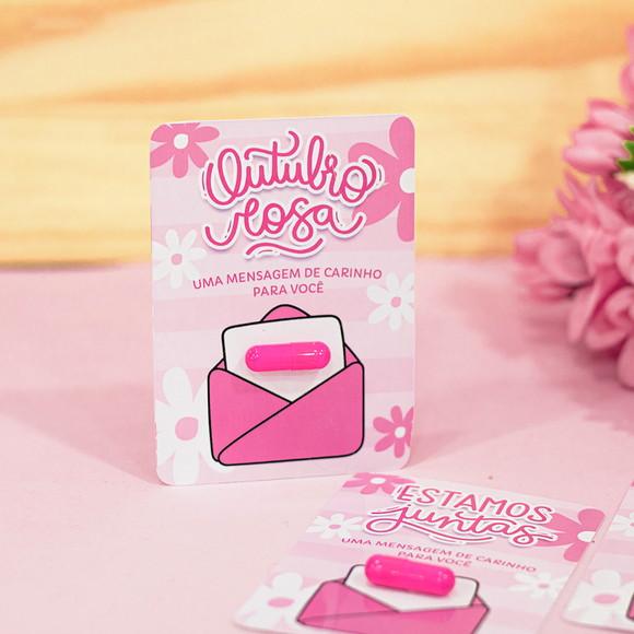 Card com Cápsula com Frase- Outubro Rosa