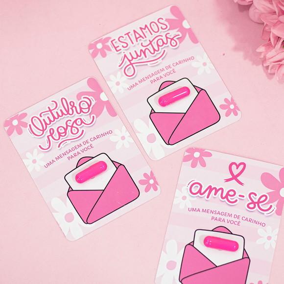 Card com Cápsula com Frase- Outubro Rosa
