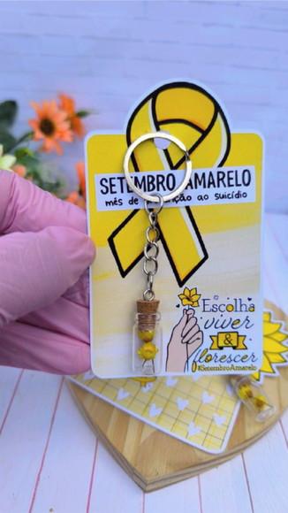 Card com Chaveirho e Florzinha Sempre Viva- Setembro Amarelo