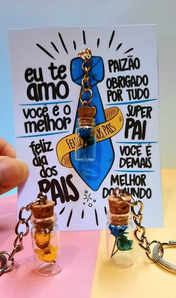 Card com Chaveirinho com Florzinha- Dia dos Pais
