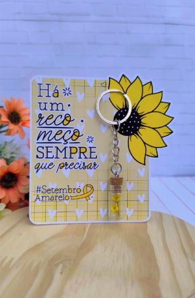 Card com Chaveirho e Florzinha Sempre Viva- Setembro Amarelo