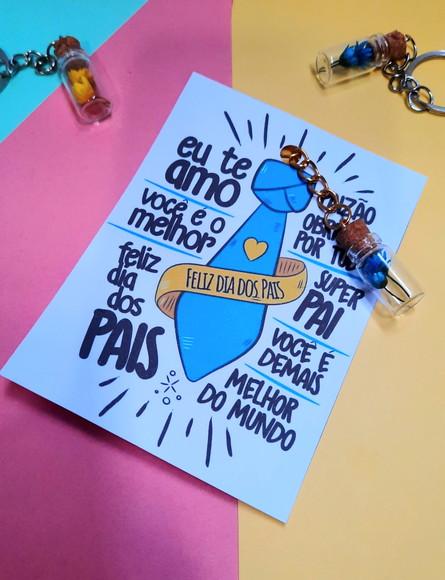 Card com Chaveirinho com Florzinha- Dia dos Pais
