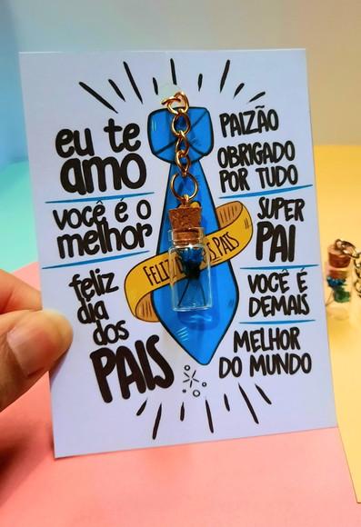 Card com Chaveirinho com Florzinha- Dia dos Pais