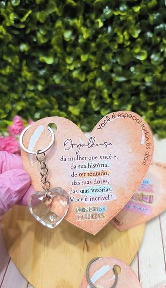 Card com Chaveirinho Coração- Dia da Mulher