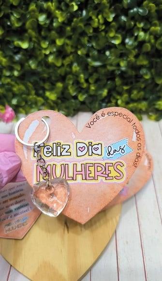 Card com Chaveirinho Coração- Dia da Mulher