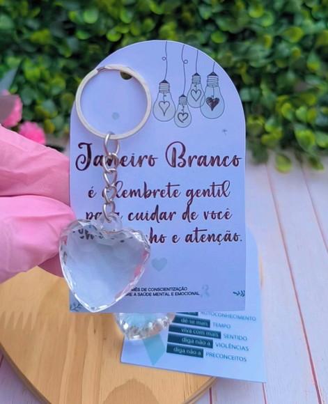 Card com Chaveirinho Coração- Janeiro Branco
