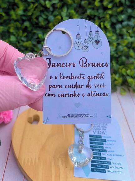 Card com Chaveirinho Coração- Janeiro Branco