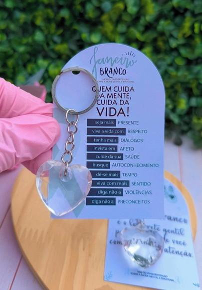 Card com Chaveirinho Coração- Janeiro Branco
