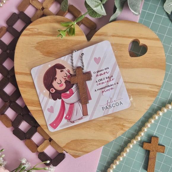 Card com Chaveirinho Cruz- Páscoa