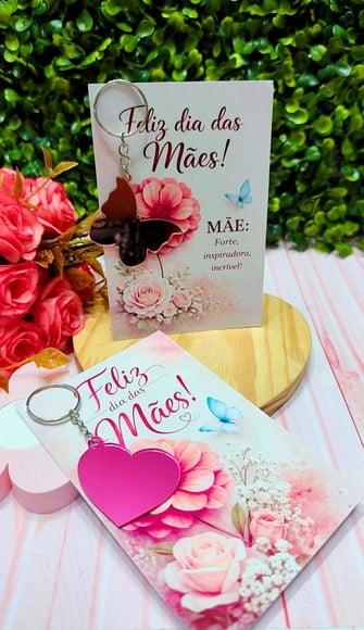 Card com Chaveirinho Espelhado- Dia das Mães