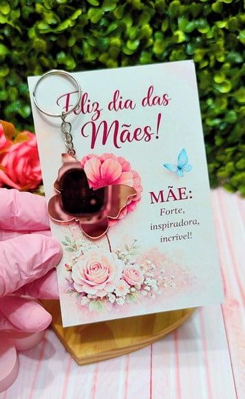 Card com Chaveirinho Espelhado- Dia das Mães