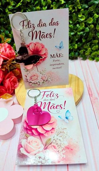 Card com Chaveirinho Espelhado- Dia das Mães