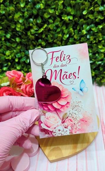 Card com Chaveirinho Espelhado- Dia das Mães