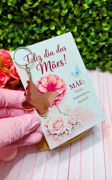 Card com Chaveirinho Espelhado- Dia das Mães